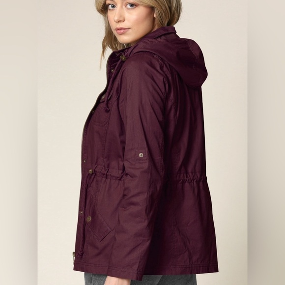 NWOT Made by Johnny Women's Pop of Color Anorak Parka Jacket WINE • XXL - Picture 4 of 4